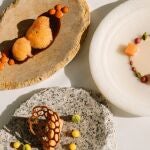 Palacio Arriluce : Menú degustación Beñat Ormaetxea : salmón marinado, foie micuit y gambero Rosso
