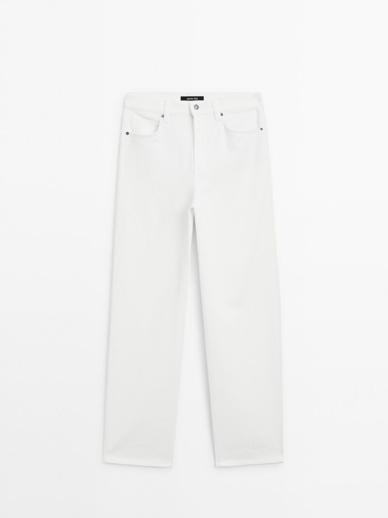 Jeans wide leg tiro alto
