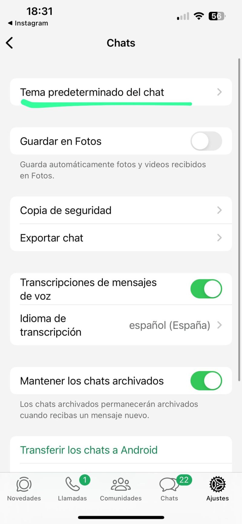 Forma de acceder al chat