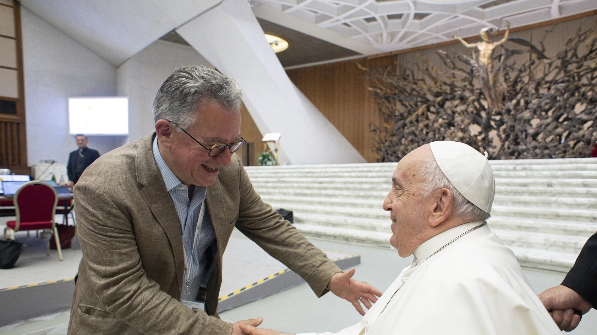 Austen Ivereigh en uno de sus encuentros con el Papa
