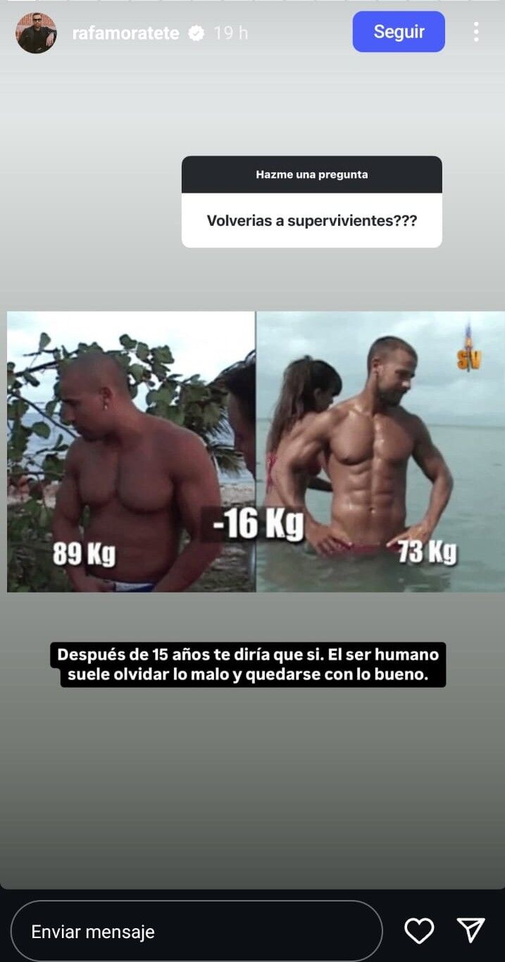 Historia de Rafa Mora en su cuenta de Instagram