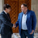 Salvador Illa y Oriol Junqueras se reúnen este sábado en el Palau de la Generalitat