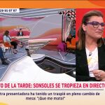 "Menos mal que has caído de frente": Sonsoles Ónega da el susto de la tarde en pleno directo