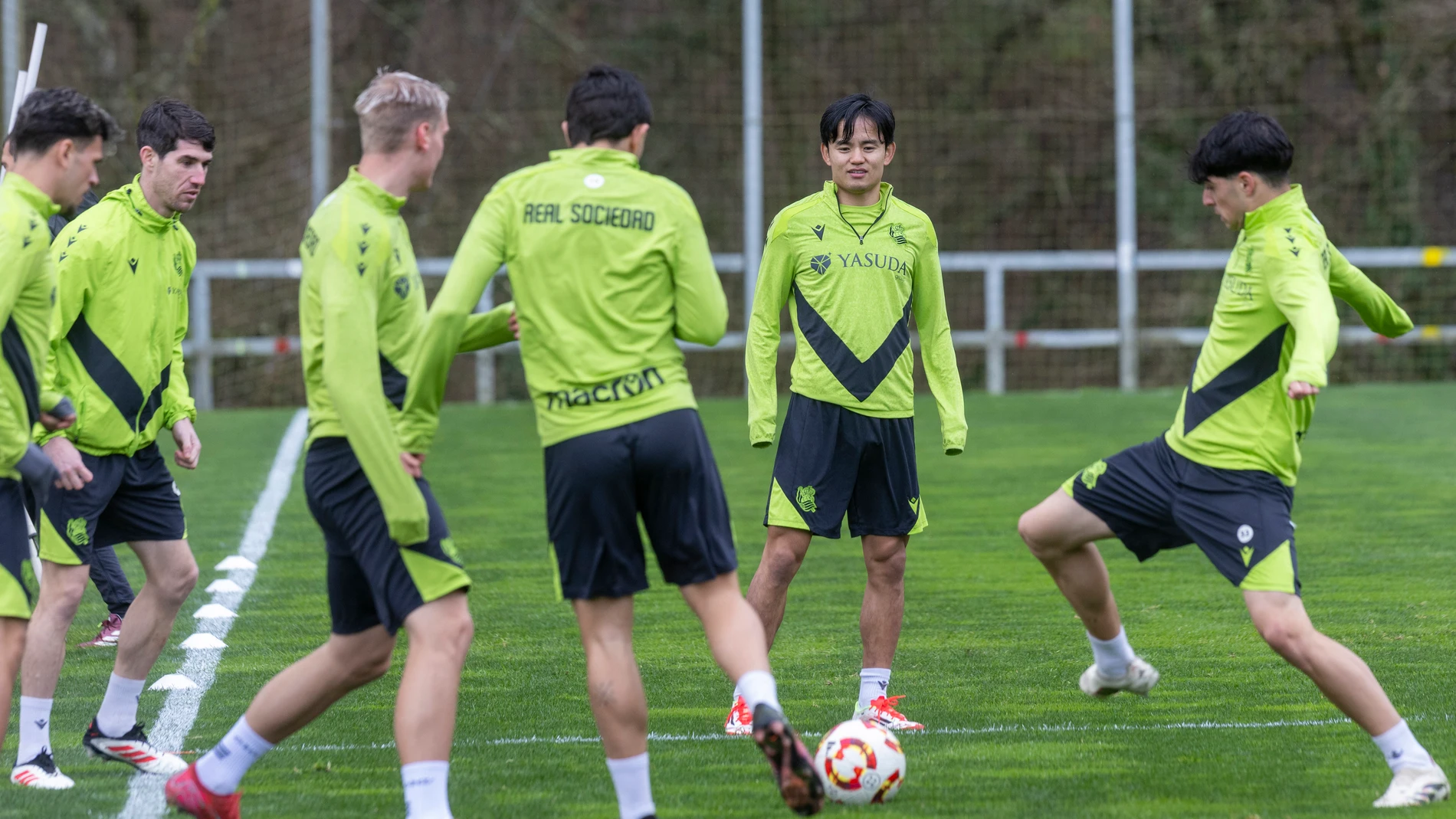 Take Kubo, en el entrenamiento de la Real Sociedad