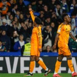 Endrick celebra el gol que le ha marcado a la Real Sociedad