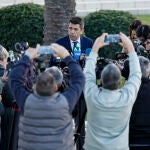 Mazón, a su llegada al Forum Europa para escuchar la conferencia de su vicepresidente, Gan Pampols