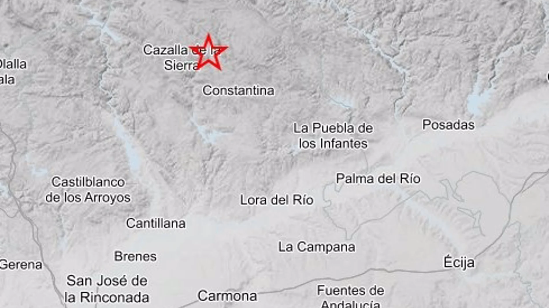 AMP.- Registrado un terremoto de magnitud 4,1 con epicentro en Cazalla (Sevilla) sentido en cuatro provincias
