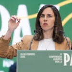 La líder de Podemos, Ione Belarra en la IV Conferencia Europea por la Paz