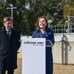 La consellera de Territorio, Vivienda y Transición Ecológica, Sílvia Paneque, durante la inauguración de la depuradora de Can Carbonell, en Caldes de Malavella (Girona)