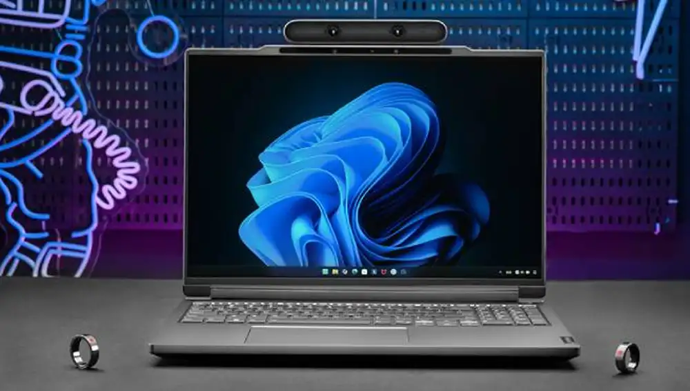 ThinkBook 3D de Lenovo con anillos IA para controlarlo.