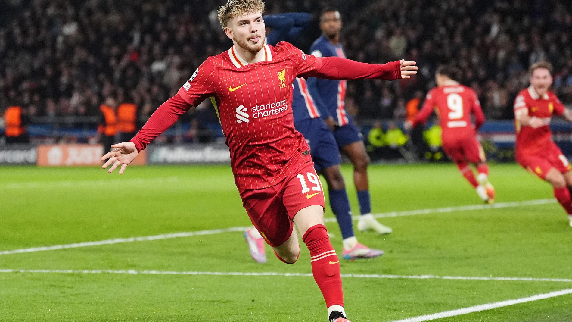 05 March 2025, France, Paris: Liverpool's Harvey Elliott celebrates scoring their side's first goal of the game during the UEFA Champions League round of 16 first-leg soccer match between Paris Saint-Germain and Liverpool at Parc des Princes. Photo: Adam Davy/PA Wire/dpa 05/03/2025 ONLY FOR USE IN SPAIN