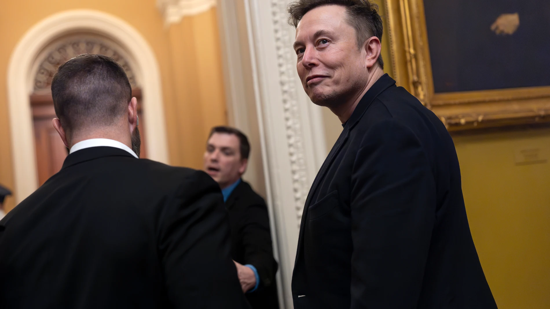 Elon Musk departs the Capitol following a meeting with Senate Republicans, in Washington, Wednesday, March 5, 2025. (AP Photo/J. Scott Applewhite)