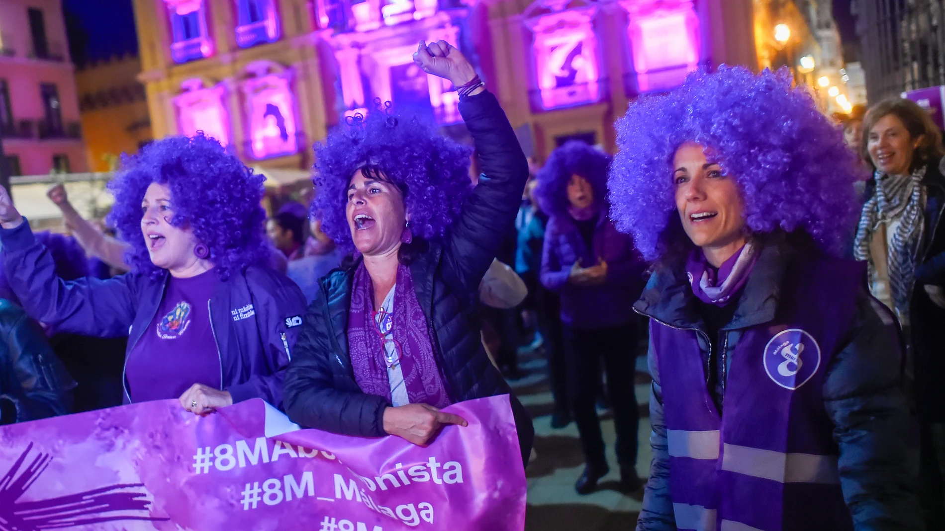 Mujeres malagueñas durante la manifestación del 8M