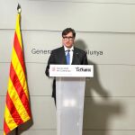 El presidente de la Generalitat, Salvador Illa, en una declaración desde la Casa de la Generalitat en Perpignan (Francia)