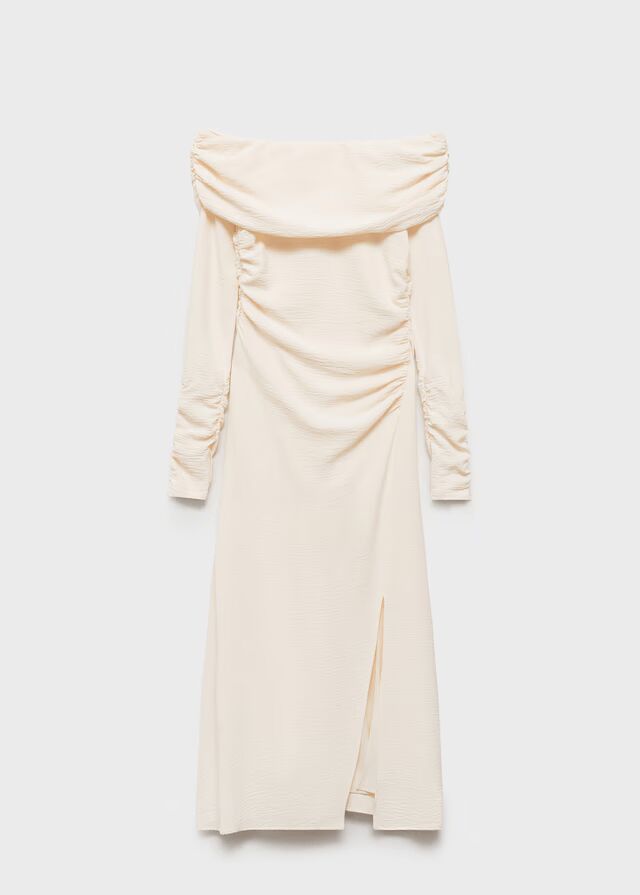 Vestido drapeado hombros descubiertos