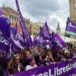  Participantes en la manifestación con motivo del 8M (Día Internacional de la Mujer) convocada por los sindicatos UGT y CCOO 