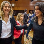 La portavoz del PSOE en la Asamblea, Mar Espinar y Manuela Bergerot, portavoz de Más Madrid en la Asamblea. 