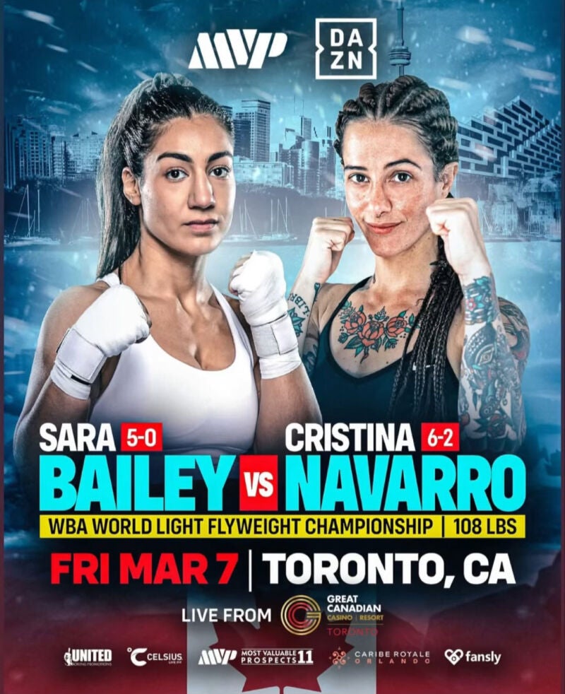Cartel de la velada en la que Cristina Navarro pelea por el Mundial