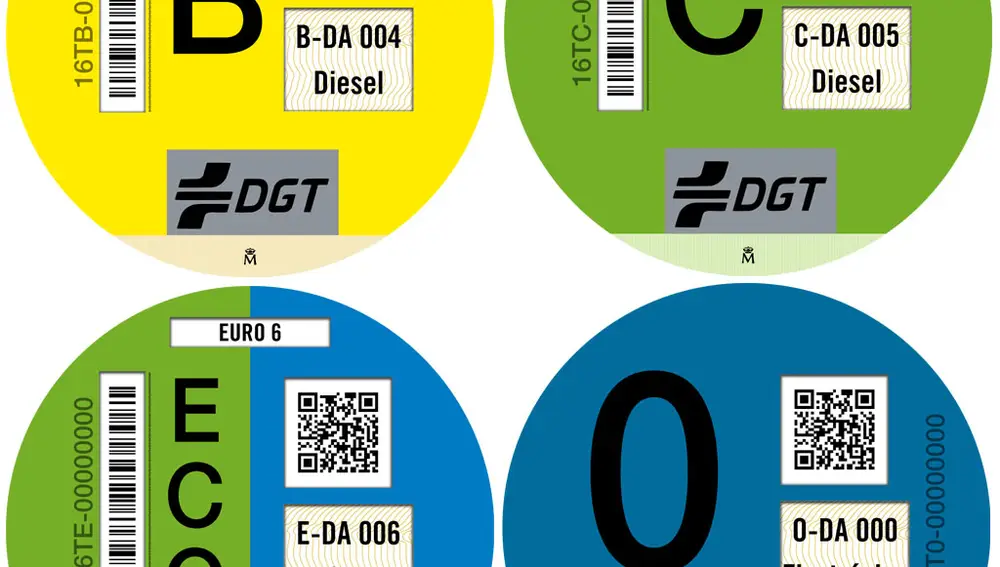 Distintivos medioambientales de la DGT