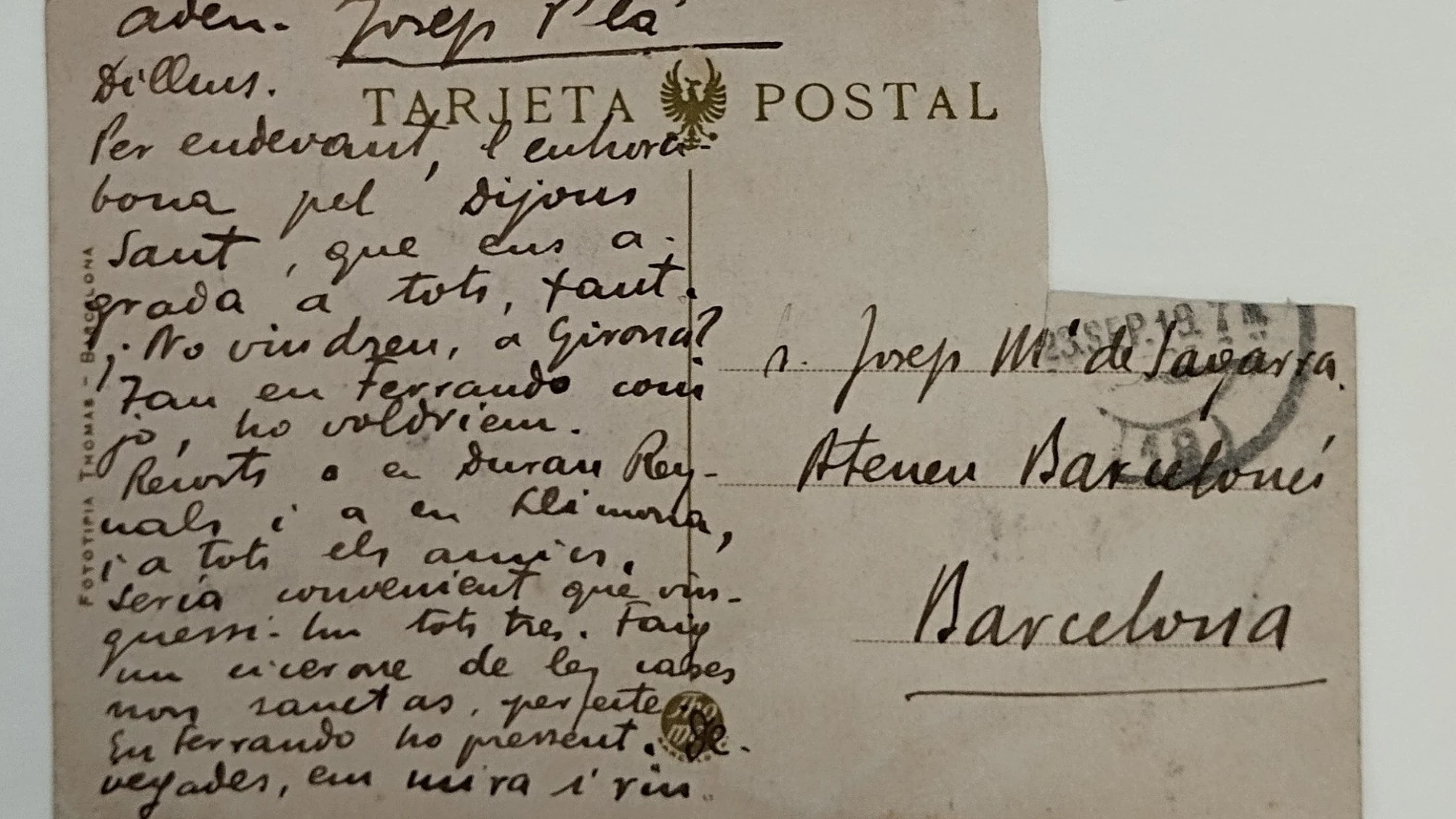 Una carta de Josep Pla a Josep Maria de Sagarra