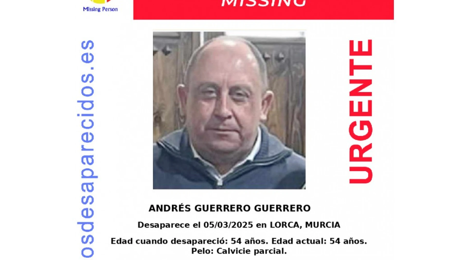 Buscan a un hombre de 54 años desparecido en Lorca desde el miércoles