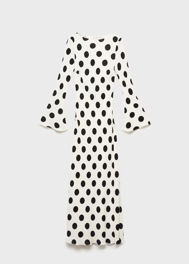 Vestido topos manga acampanada