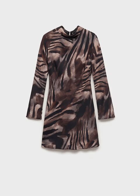 Vestido satinado lazo espalda cebra