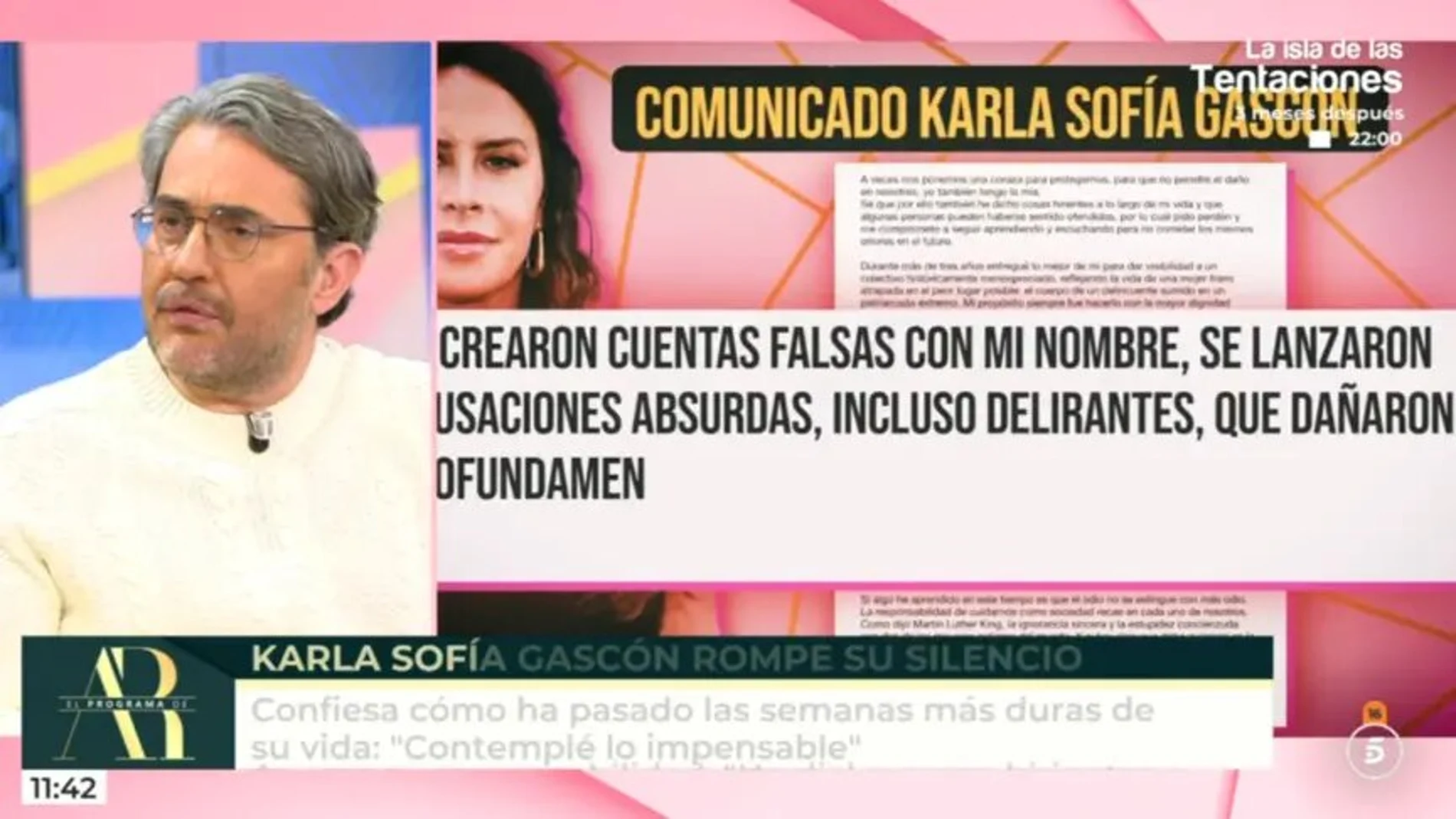Máximo Huerta se posiciona a favor del "perdón" de Karla Sofía Gascón: "En este país..."
