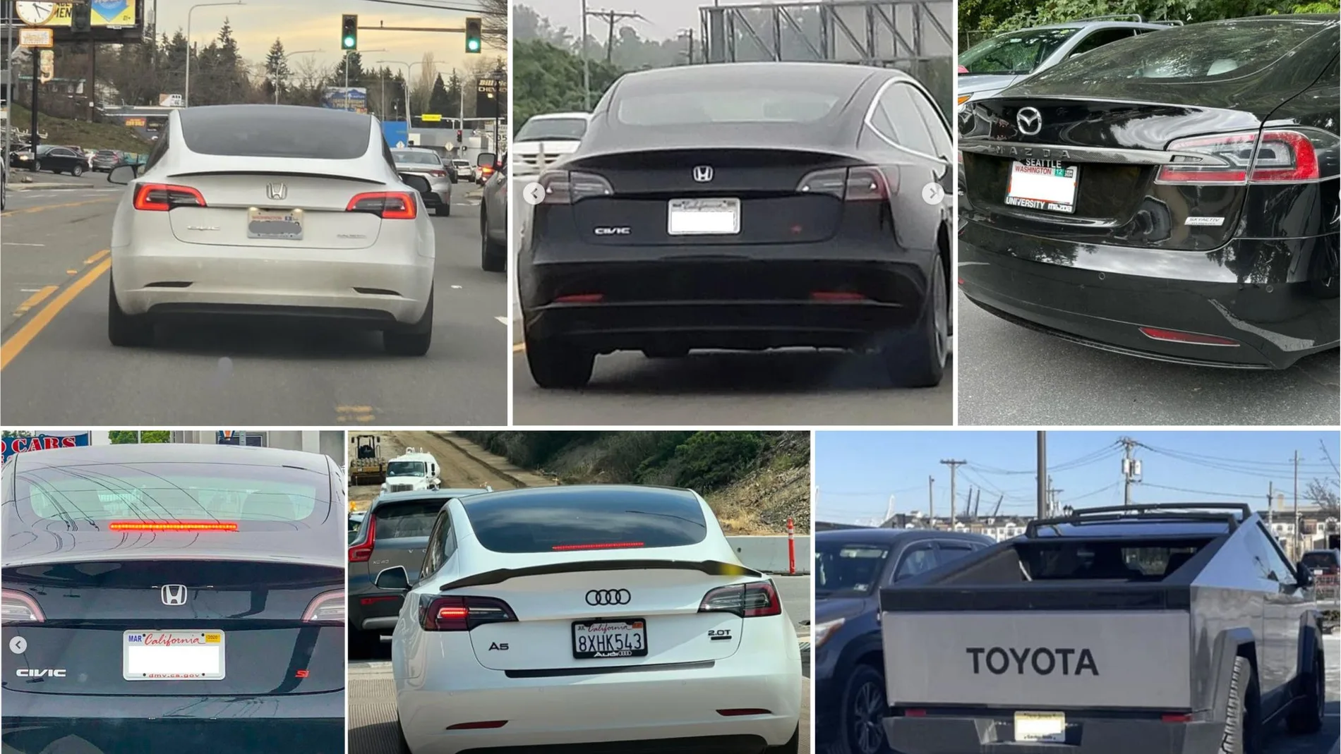Vehículos Tesla con el logo de la compañía tapado
