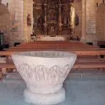 Pila baustimal de la Iglesia de San Esteban, en Cayuela (Burgos)