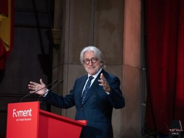 El presidente de Foment del Treball, Josep Sánchez Llibre, durante una rueda de prensa, en Barcelona, Catalunya (España)