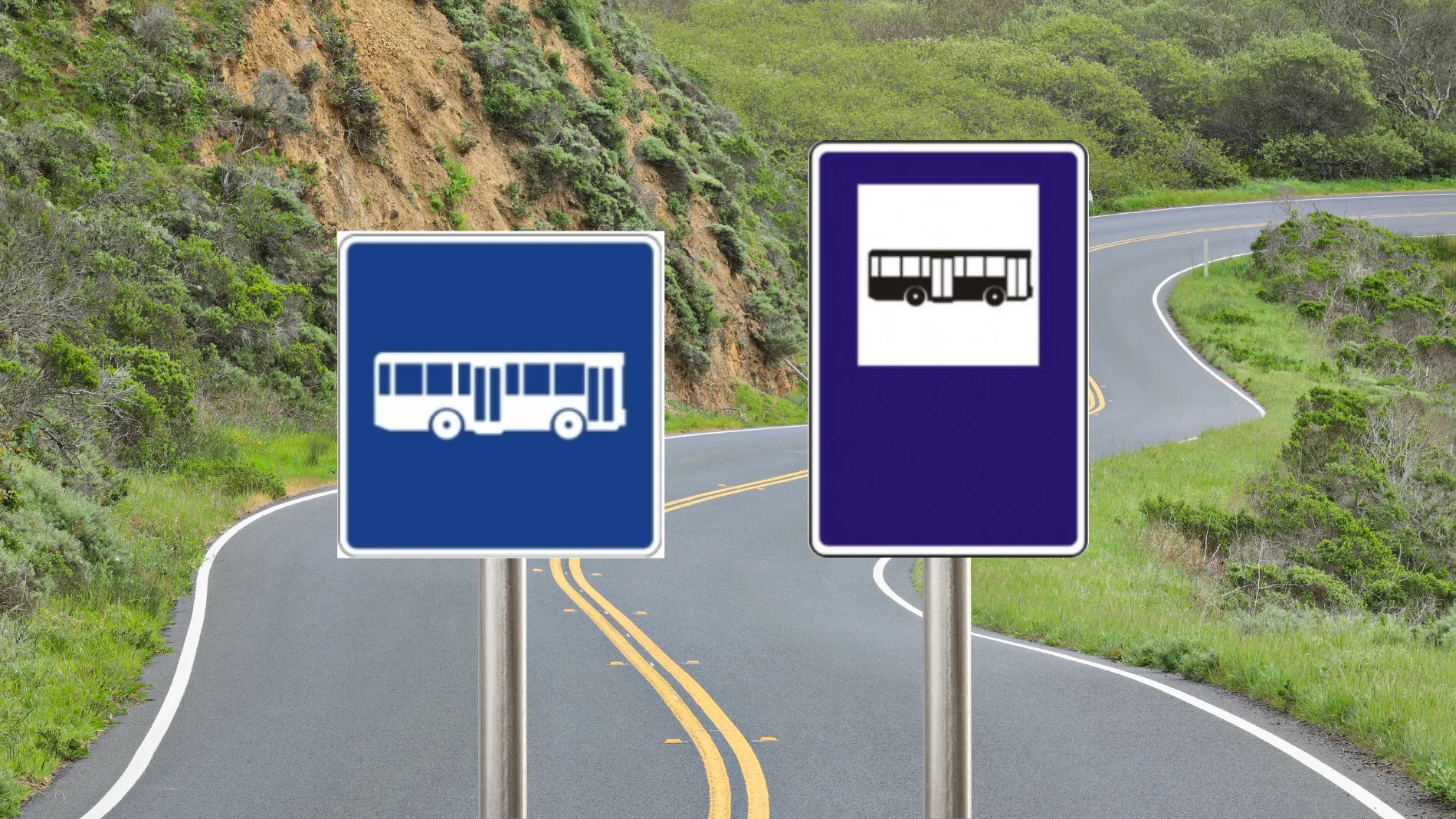 La señal de parada de autobús, la S-19, y la de carril para autobús, la S-51; son muy similares entre sí