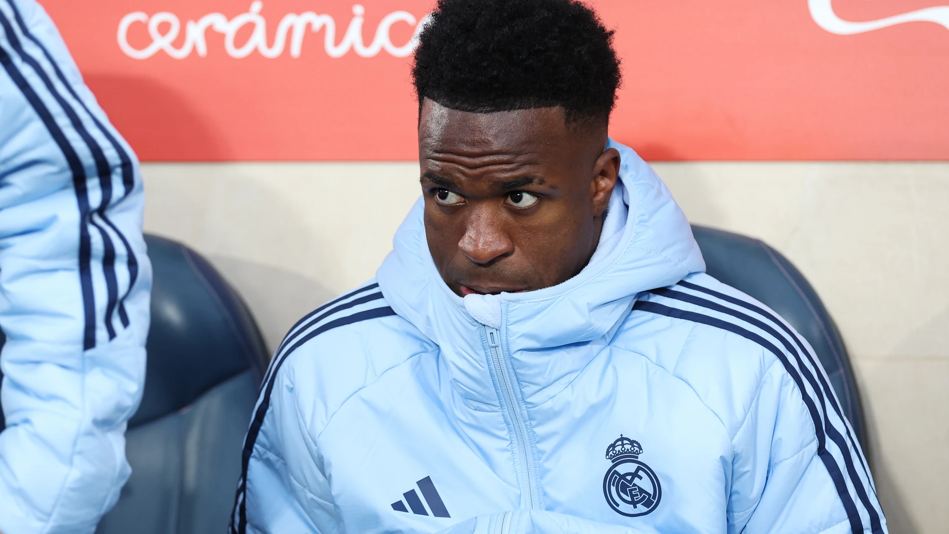 Vinicius Junior of Real Madrid looks on during the Spanish league, LaLiga EA Sports, football match played between Villarreal CF and Real Madrid CF at La Ceramica stadium on March 15, 2025, in Villarreal, Spain. AFP7 15/03/2025 ONLY FOR USE IN SPAIN