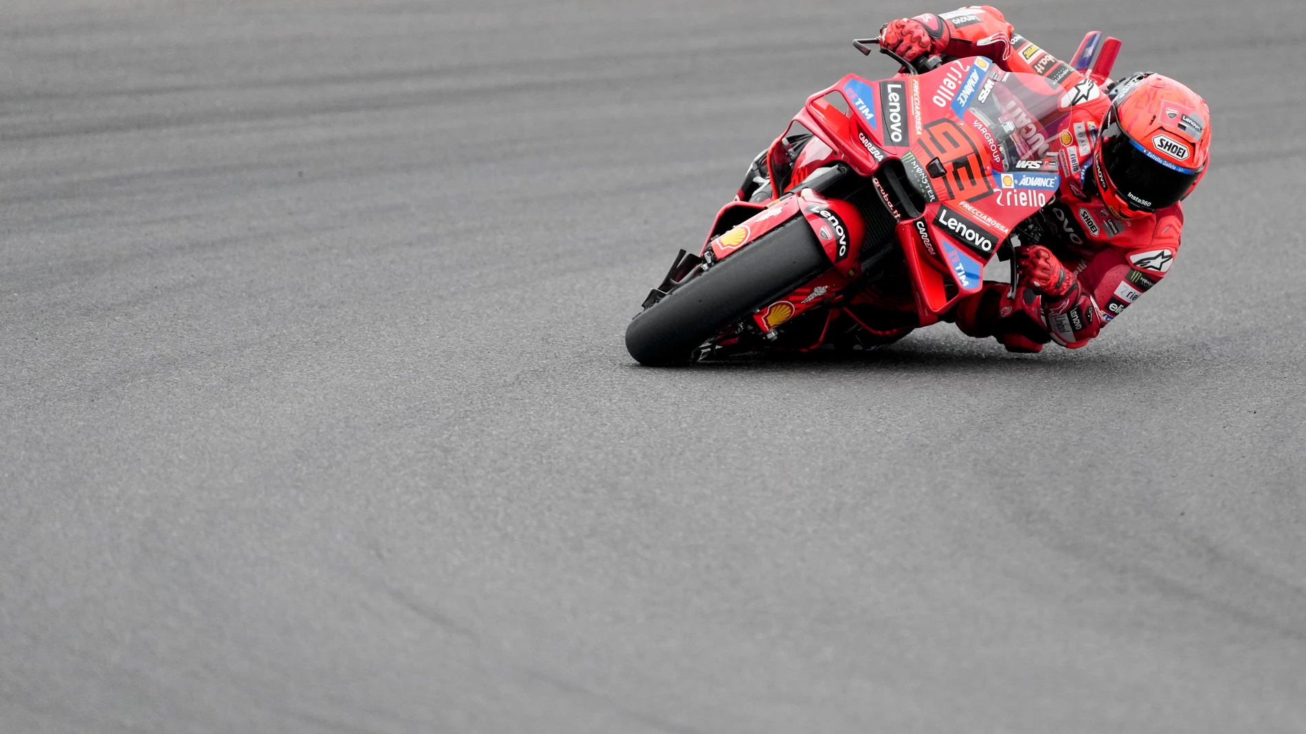 Spain's Marc Marquez of Ducati Lenovo Team rides during a MotoGP qualifying round in Termas de Rio Hondo, Argentina, Saturday, March 15, 2025. (AP Photo/Gustavo Garello)