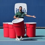 Novak Djokovic, en una sesión de entrenamiento en Miami