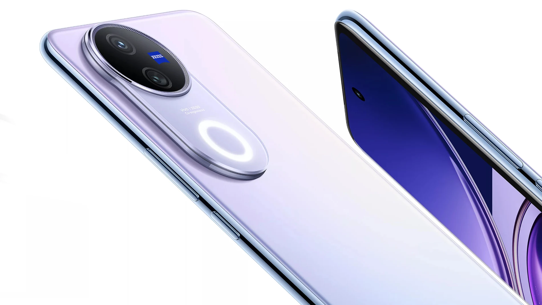 El smartphone vivo V40 5G de color violeta