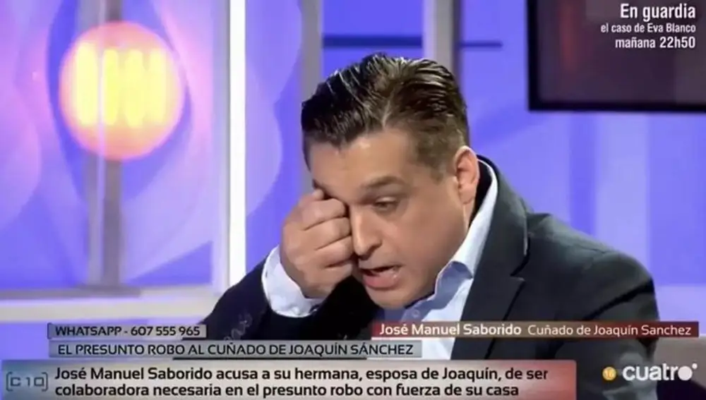El hermano de Susana Saborido, cuñado de Joaquín, se saca los ojos en pleno directo