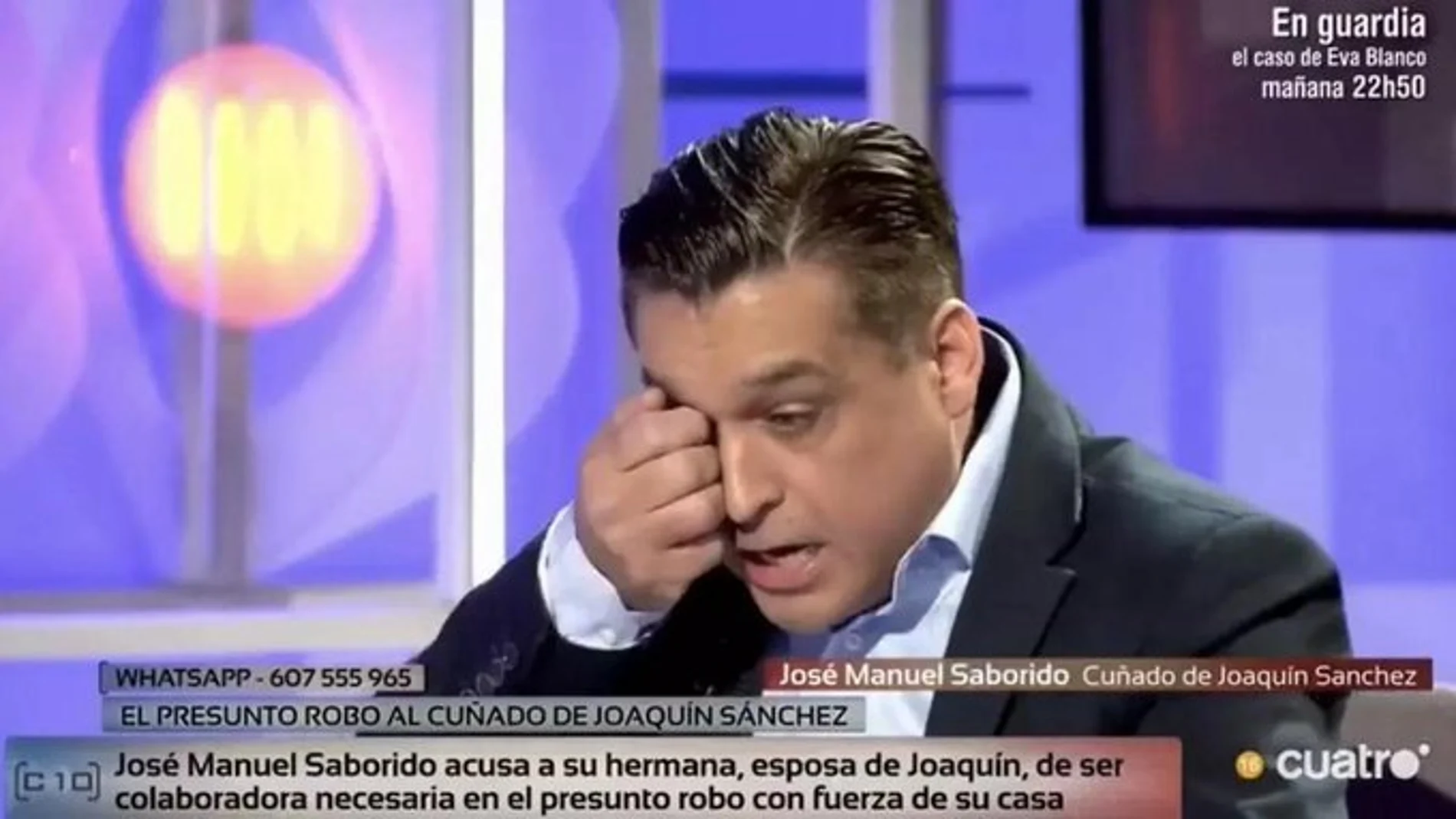 El hermano de Susana Saborido, cuñado de Joaquín, se saca los ojos en pleno directo
