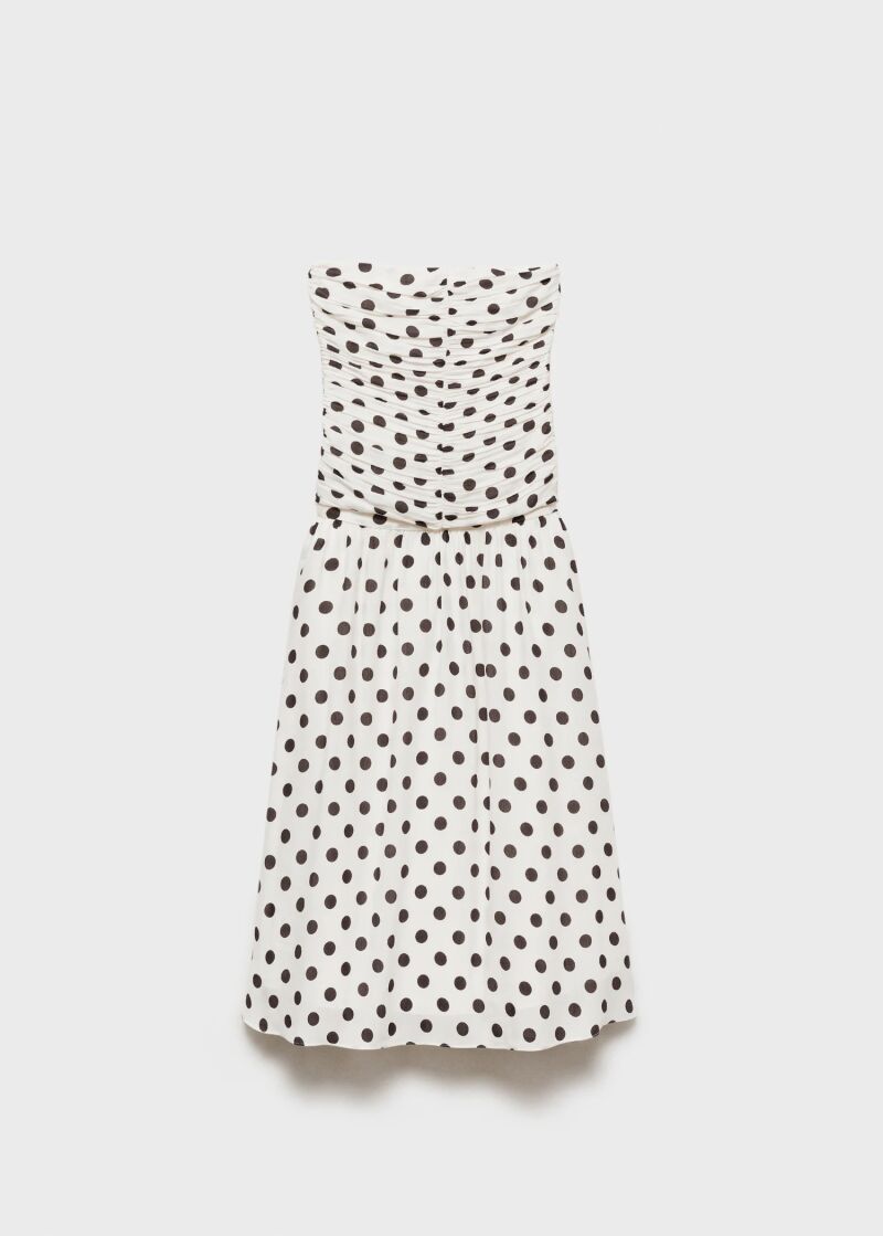Vestido de lunares drapeado.