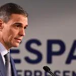 Pedro Sánchez en rueda de prensa al finalizar la sesión de trabajo del Consejo Europeo