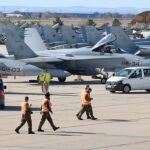 Aviones de combate de distintos países europeos durante un ejercicio conjunto en la Base Aérea de Albacete