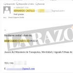 Correo de Bernardo Castillo como asesor del Ministerio de Transportes