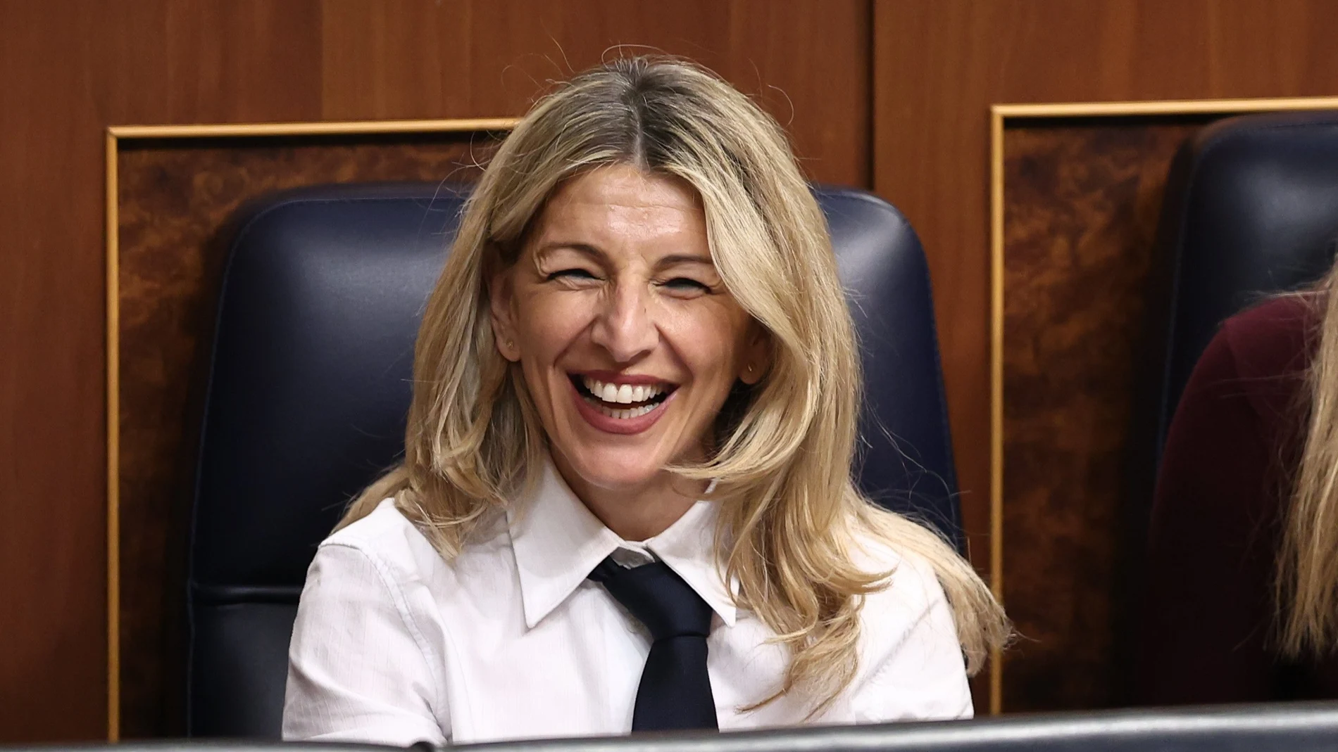 La vicepresidenta segunda y ministra de Trabajo, Yolanda Díaz, durante una sesión de control al Gobierno, en el Congreso de los Diputados.