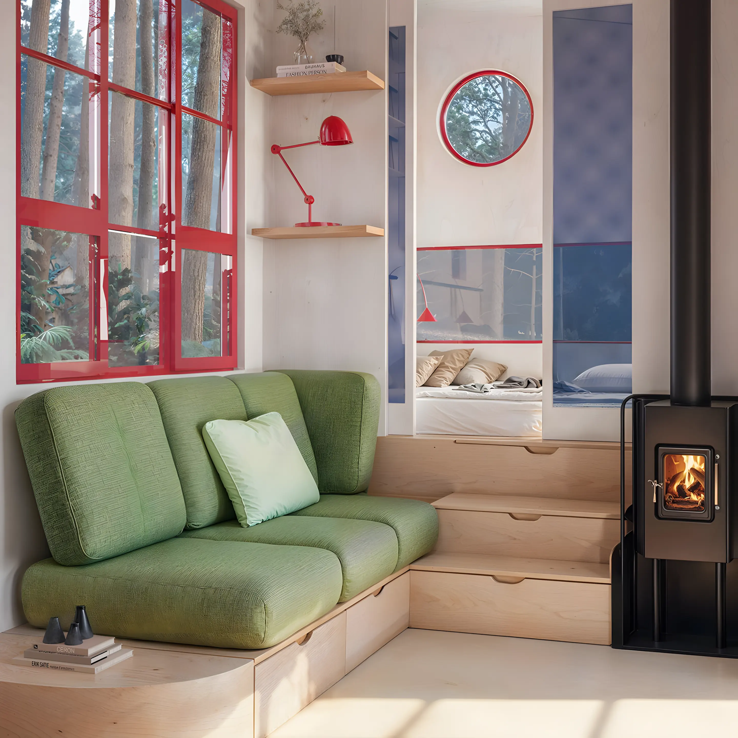 La sala de estar de la tiny house Dwellii THOW