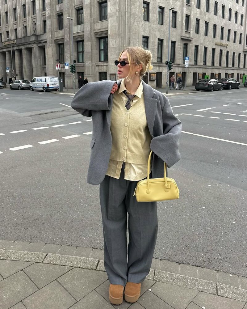 Looks con la combinación de mantequilla y gris.