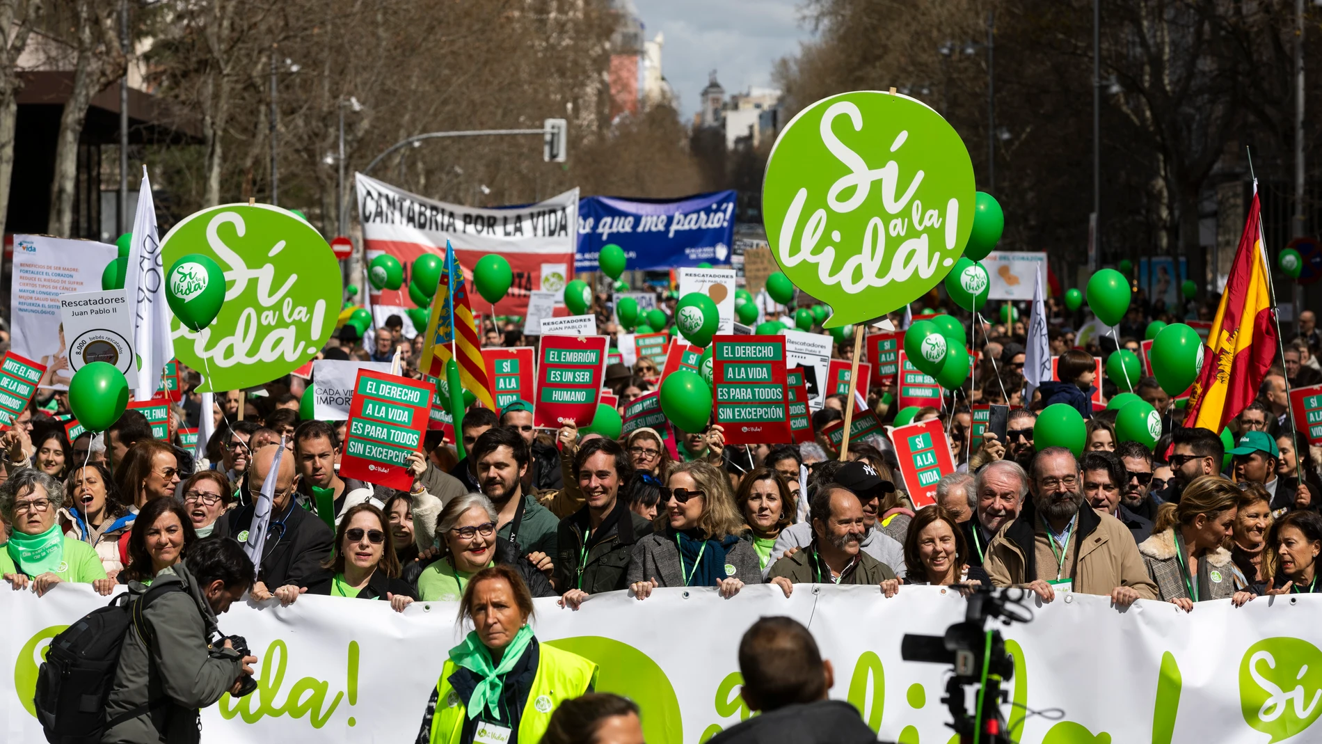 Manifestación provída en contra del aborto con el lema Sí a la Vida por el centro de Madrid.