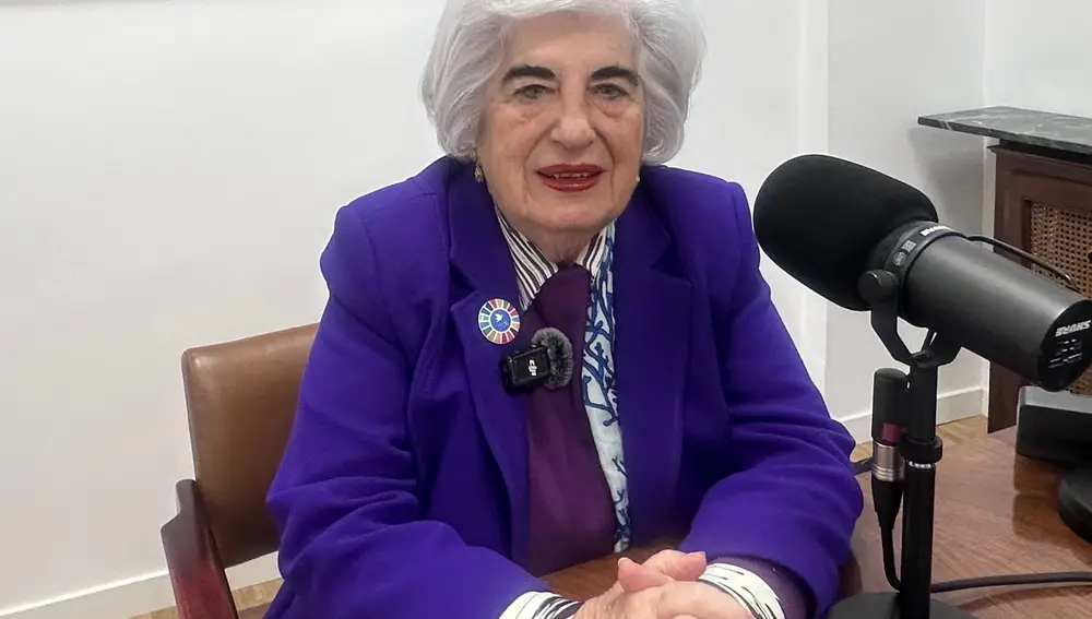Paquita Sauquillo durante la grabación del Podcast entrevista para La Razón