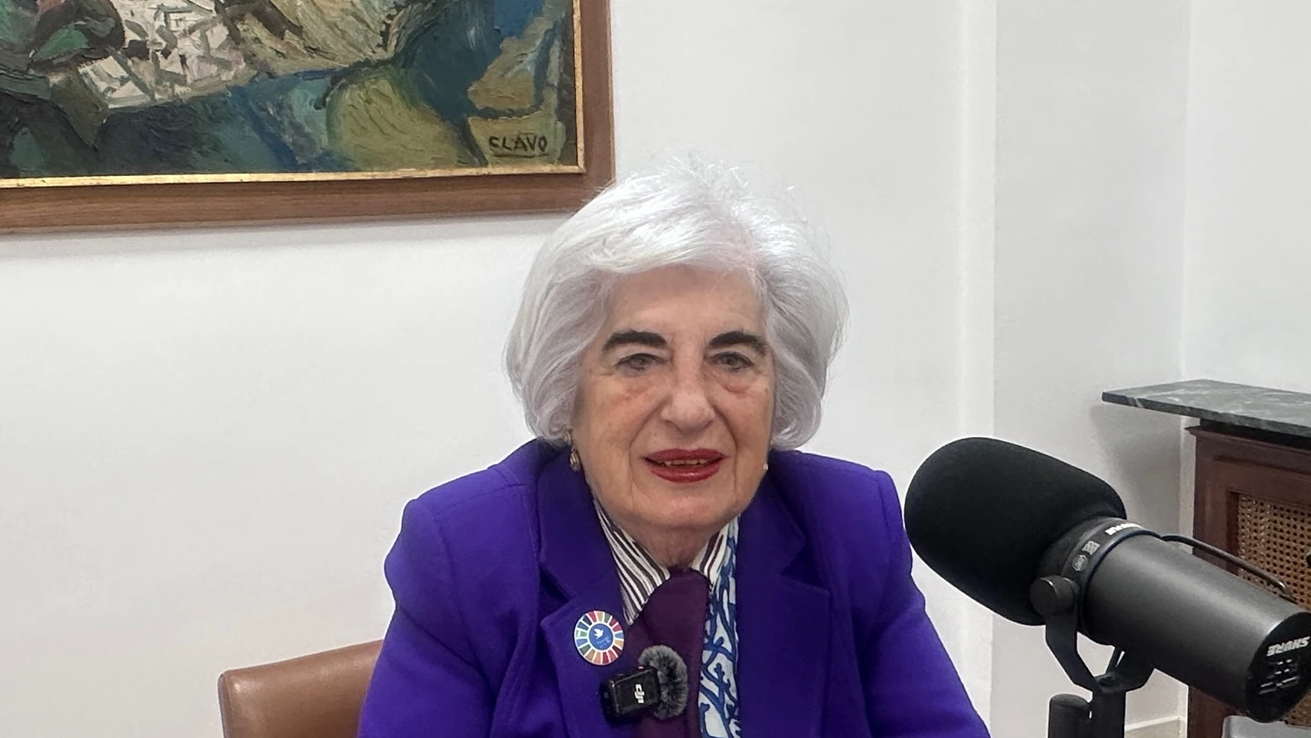 Paquita Sauquillo durante la grabación del Podcast entrevista para La Razón