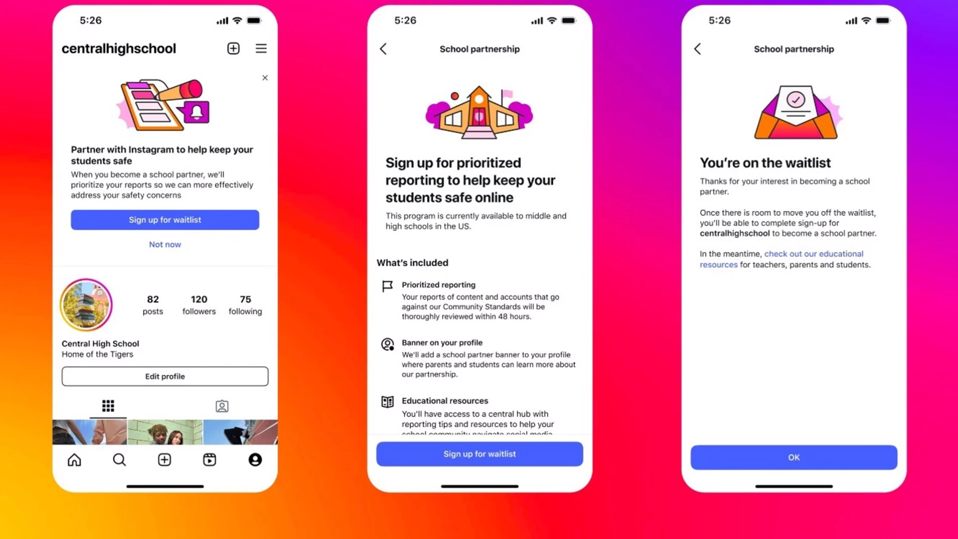 Instagram tiende la mano a las escuelas para que puedan denunciar el acoso en su red social