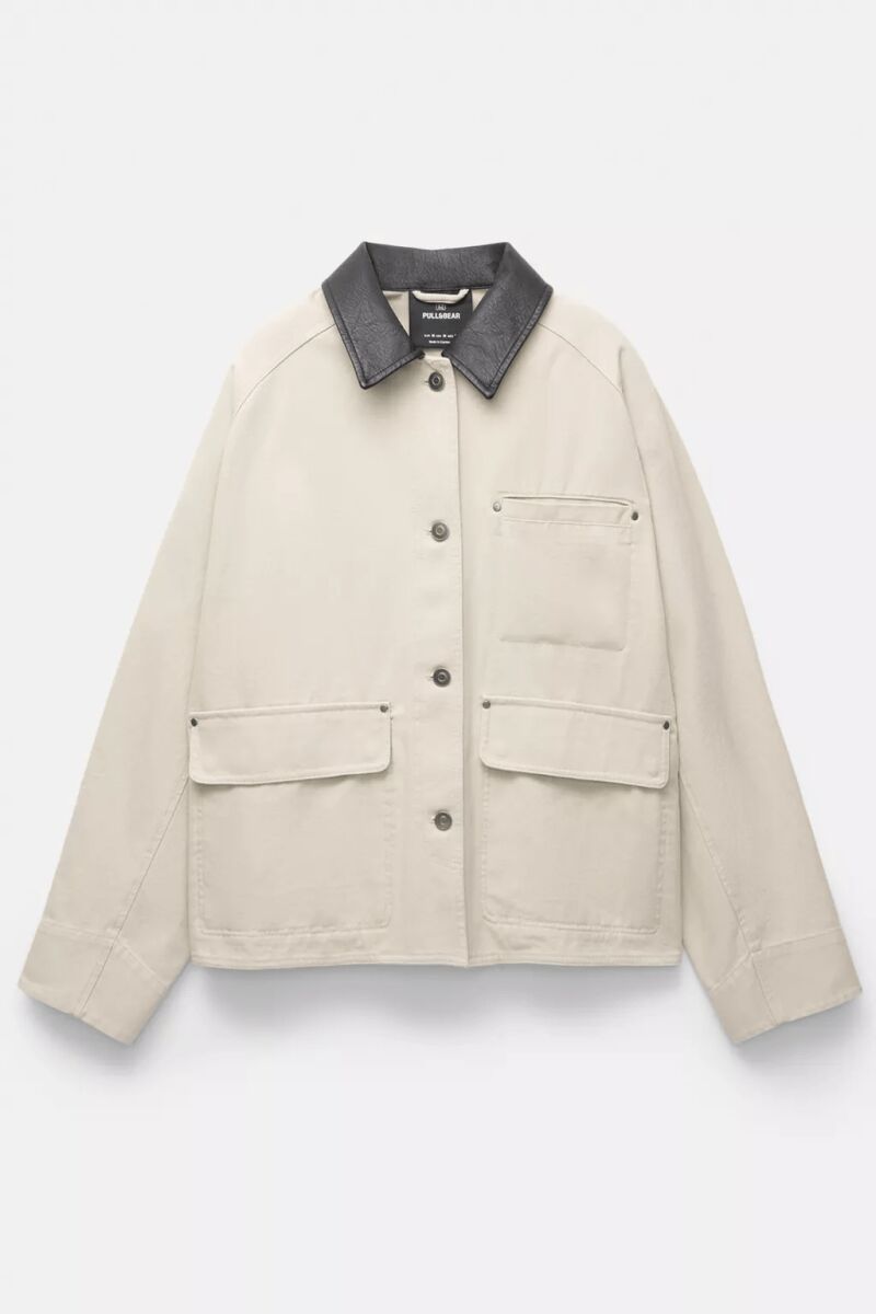 Chaqueta worker cuello efecto piel.